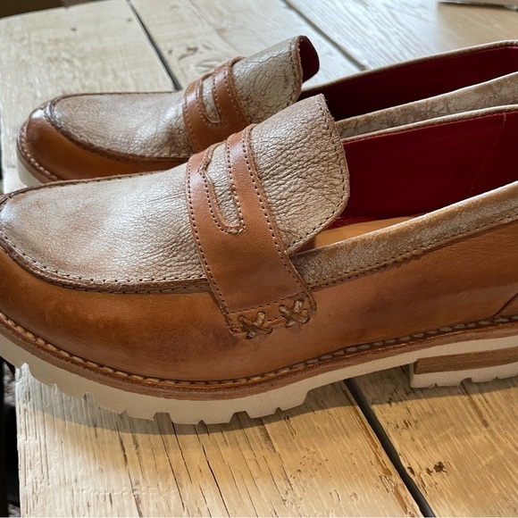 Bed Stu Reina III Tan Rustic Nectar Lux chunky penny loafers NWOT - Picture 3 of 11